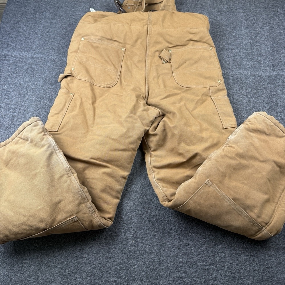 Carhartt Bibs Men 38x34 Duck Canvas Arctic Quilt Lined Insulated Overalls R03 - Picture 12 of 14